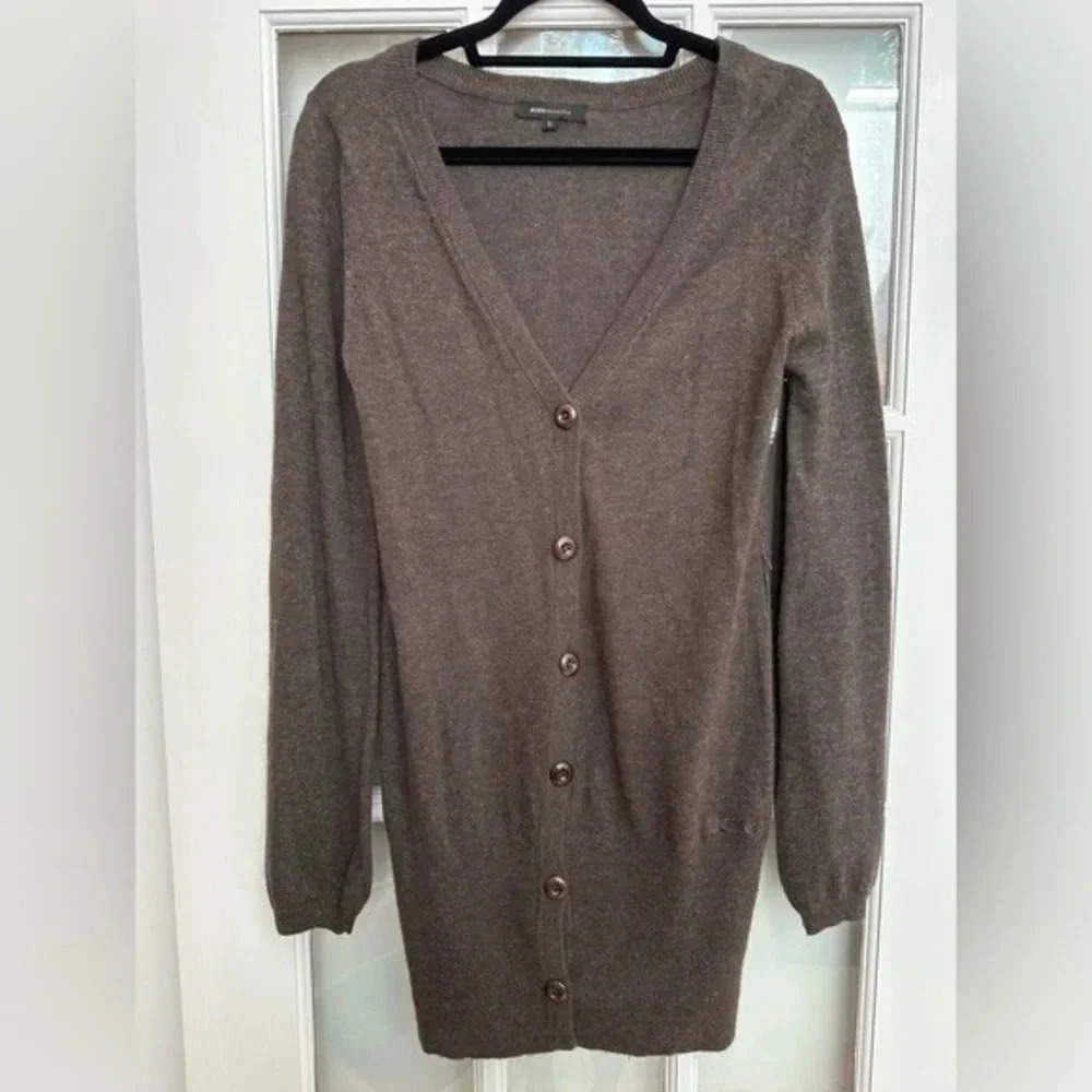 BCBGMAXAZRIA Y2K Brown Soft Angora Wool Blend Button Down Cardigan Size L Large